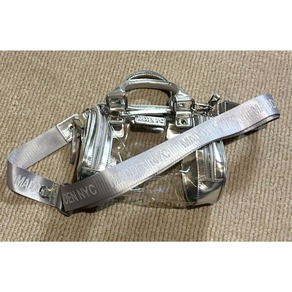 Madden NYC Clear & gray Stadium barrel bag Crossbody removable strap + handles - Picture 4 of 16